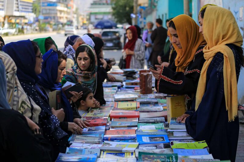 Afghan women on the streets of Kabul take the initiative to exhibit their books, on the occasion of Book Week. A number of women exhibitors have launched a bookstore in the Afghan capital with the aim of promoting reading. EPA