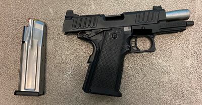 In April, the US Transportation Security Administration said they confiscated a 9mm Staccato C2 handgun from Madison Cawthorn's carry-on bag.  Transportation Security Administration / AP