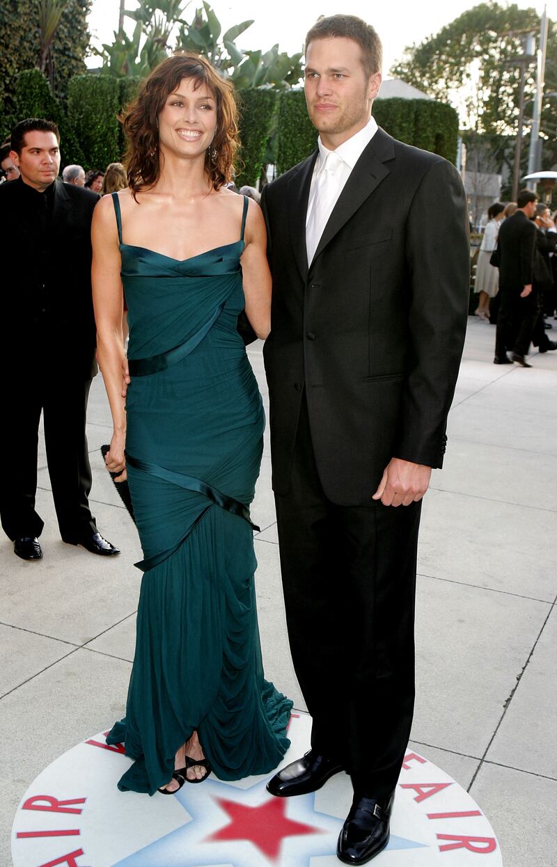 Moynahan and Brady arrive at the 'Vanity Fair' Oscars party on February 27, 2005, in West Hollywood, California. Getty
