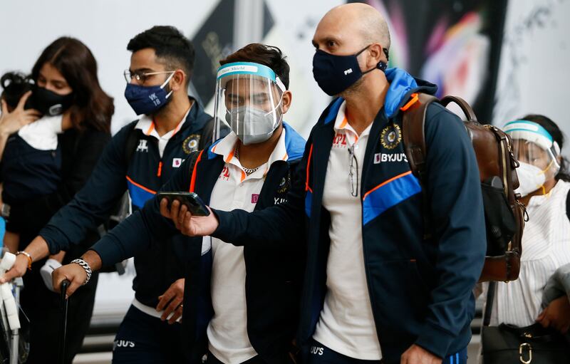 Rishabh Pant arrives with the Indian team in Johannesburg. AP