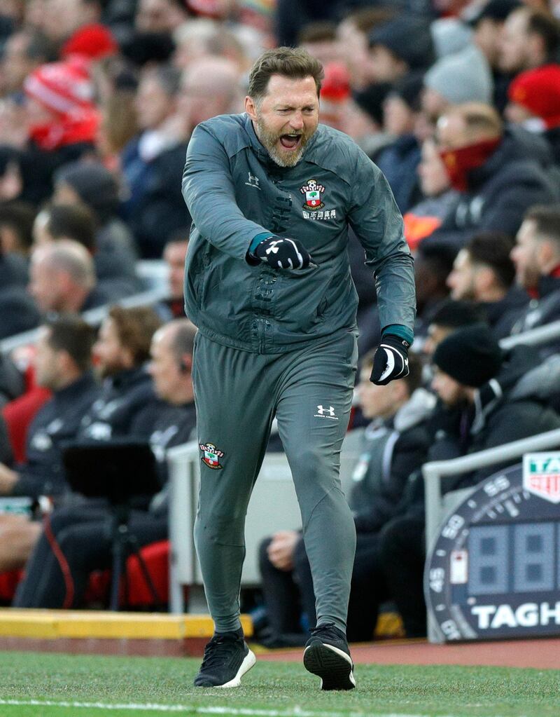 Southampton manager Ralph Hasenhuttl during the match against Liverpool. PA