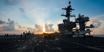 The aircraft carrier USS Carl Vinson as it transits the South China Sea in 2017. EPA