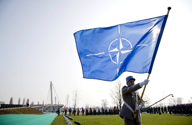 Members of the military attend a commemoration for Nato soldiers during the 2009 summit in Kehl, Germany