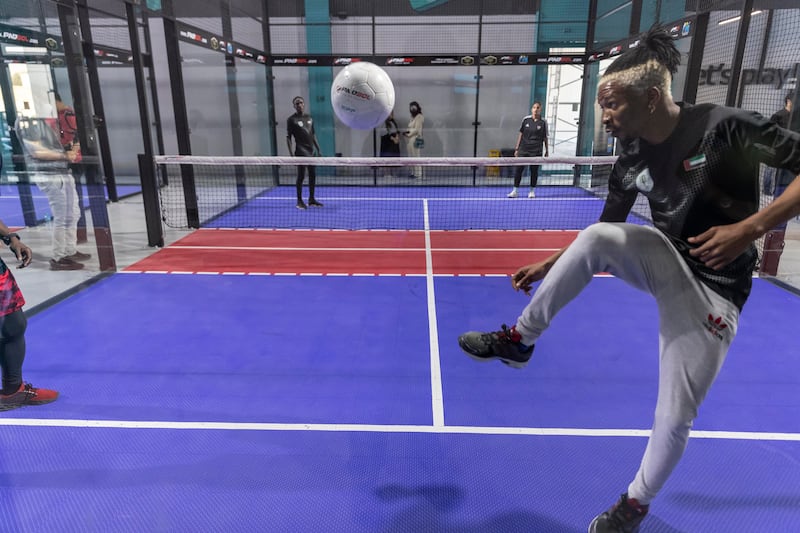 Padbol is a fusion game that combines elements of football, tennis, volleyball and squash.