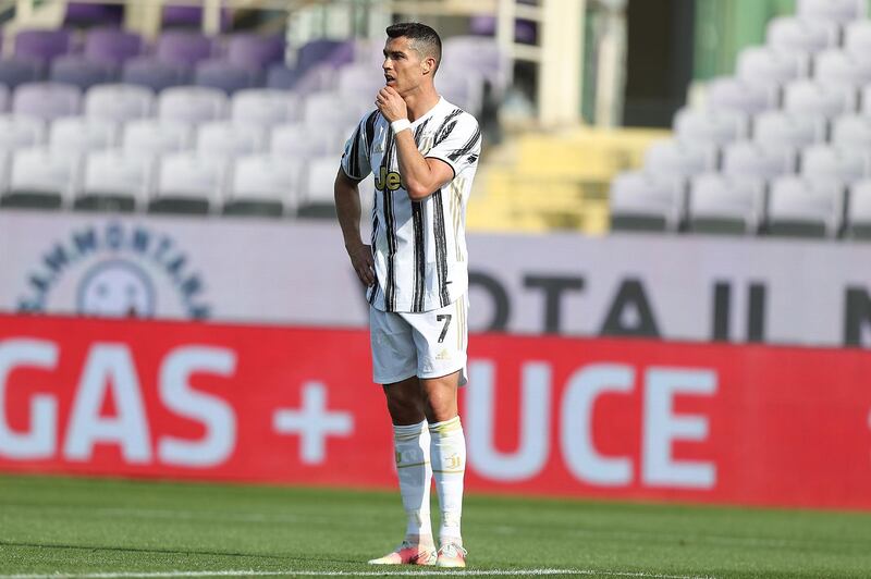 Juventus star Cristiano Ronaldo looks downcast against Fiorentina. Getty