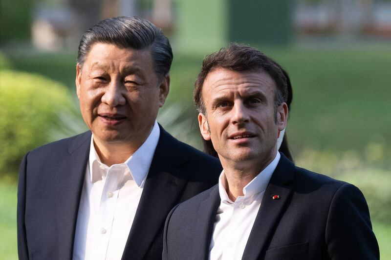 Chinese President Xi Jinping, left, hosted French President Emmanuel Macron this week. AFP
