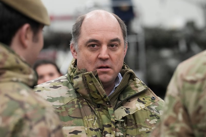 British Secretary of State for Defence Ben Wallace meets British troops at Tapa Army Base, Estonia, on January 19. Reuters