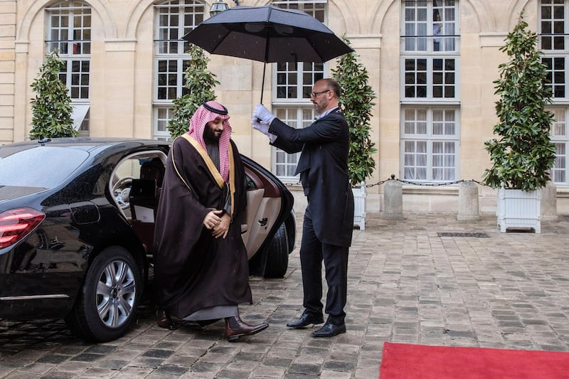 Saudi Arabia's Crown Prince Mohammed bin Salman arrives to meet with Edouard Philippe, France's prime minister, in Paris. Marlene Awaad / Bloomberg