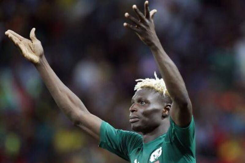 Burkina Faso’s Aristide Bance celebrates after scoring a penalty during their African Cup of Nations semi-final against Ghana.