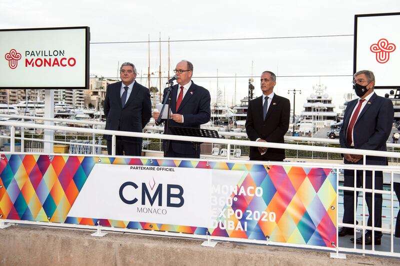 Prince Albert of Monaco made a visit to Expo 2020 Dubi for Monaco's country day. Eric Mathon Palais Princier / Yacht Club de Monaco