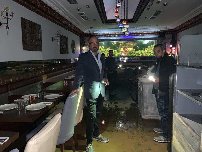 Al Basha, a popular Egyptian restaurant in Knightsbridge, was forced to shut following the deluge. Laura O'Callaghan / The National