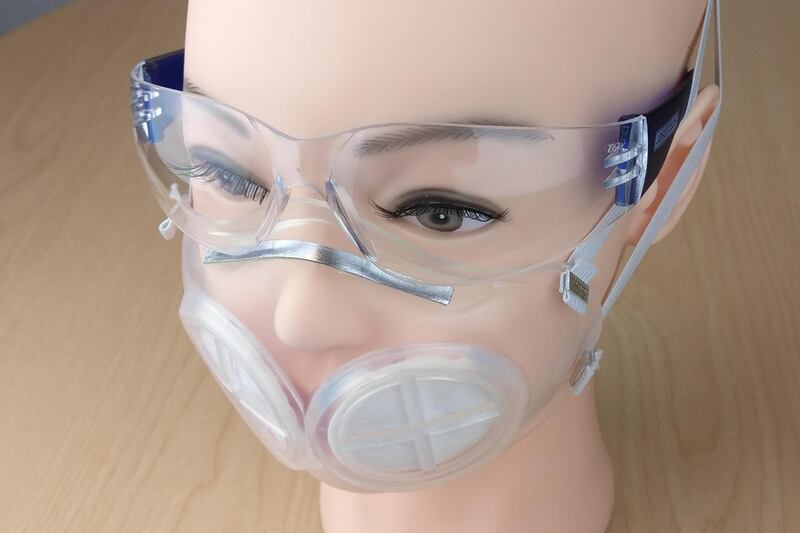 The new masks, which come fitted with two disposable N95 filters were developed by researchers at MIT and Brigham and Women’s Hospital in Boston. Courtesy: MIT