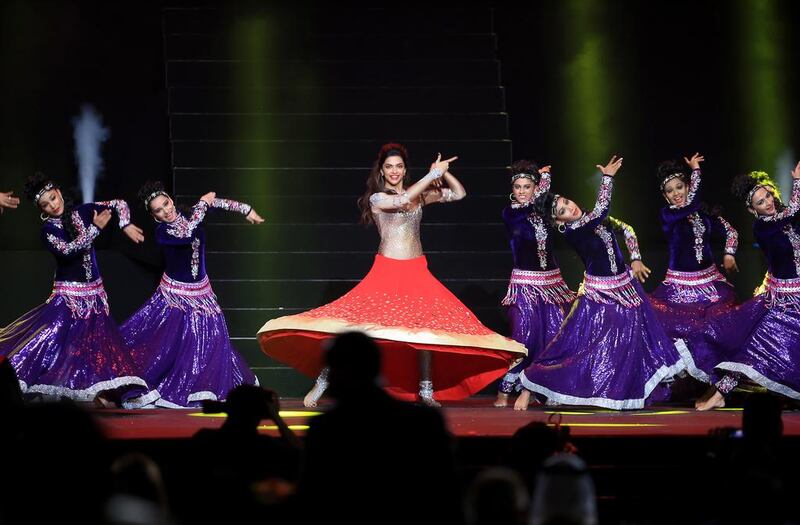 Deepika Padukone performs during a gala dinner at Emirates Palace hotel in Abu Dhabi. Ravindranath K / The National