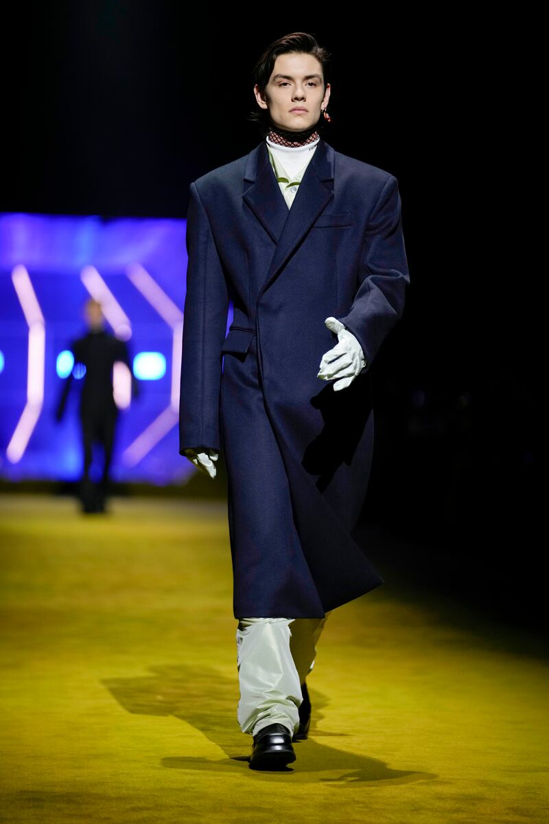 British actor Louis Partridge wears a creation. AP