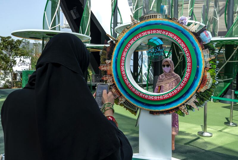 Visitors at the Belarus pavilion area. Victor Besa / The National