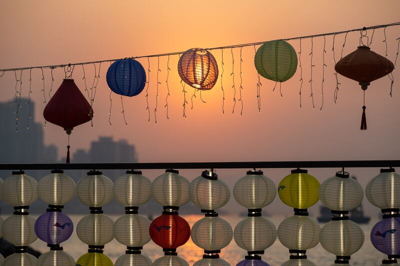 The sun sets over Victoria Harbour in Hong Kong. Air pollution in some parts of Hong Kong reached 'serious', the highest health risk level, according to the air quality health index operated by the Environmental Protection Department.   EPA 