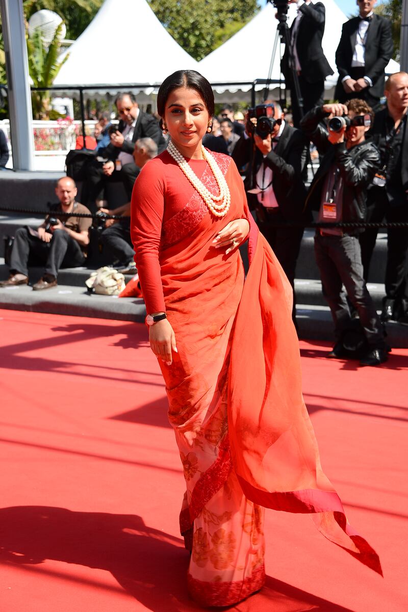 Vidya Balan asked Sabyasachi to take care of her entire wardrobe as she performed jury duty at the 2013 Cannes Film Festival. Photo: Nicolas Briquet
