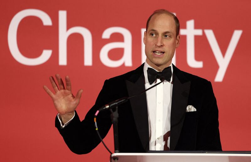 Prince William delivers a speech at the gala dinner. AFP