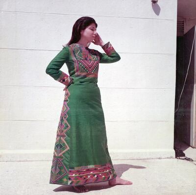 A thobe photographed in 1973 from the archive Inaash Al-Mukhayim, who has lent items to the show. Photo: Inaash Al-Mukhayim