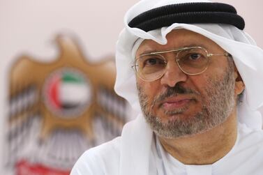 UAE Minister of State for Foreign Affairs Anwar Gargash speaks to journalists in Dubai, United Arab Emirates. AP