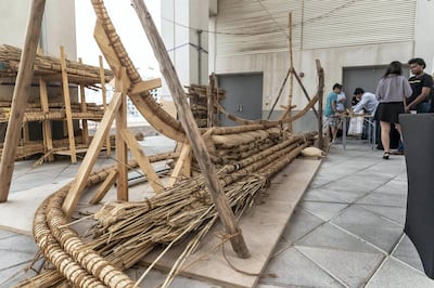 ABU DHABI, UNITED ARAB EMIRATES. 25 APRIL 2019. NYU Abu Dhabi (NYUAD)  official launch of a Bronze Age Boat Project. An Experimental Archaeological Reconstruction of a Bronze Age Boat. (Photo: Antonie Robertson/The National) Journalist: Daniel Sanderson. Section: National.