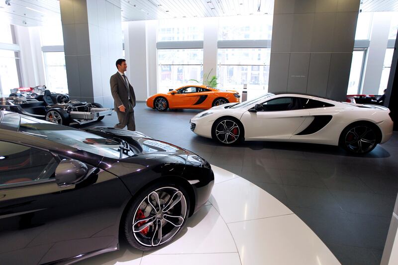 Dubai, May 5, 2013 - Photograph of cars on display in the McLaren showroom in Dubai, May 5, 2013.(Photo by: Sarah Dea/The National)

