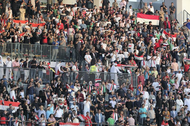 ABU DHABI , UNITED ARAB EMIRATES , January 8 ��� 2019 :- Iraq fans during the AFC Asian Cup UAE 2019 football match between IRAQ vs. VIETNAM held at Zayed Sports City in Abu Dhabi. ( Pawan Singh / The National ) For News/Sports