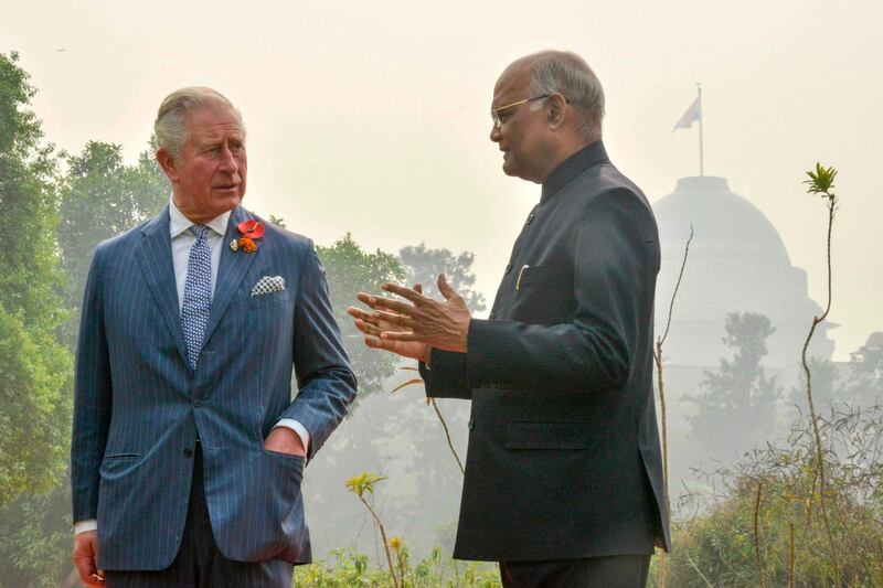 India's President Ram Nath Kovind and Prince Charles caught up at the Rashtrapati Bhavan palace. AFP