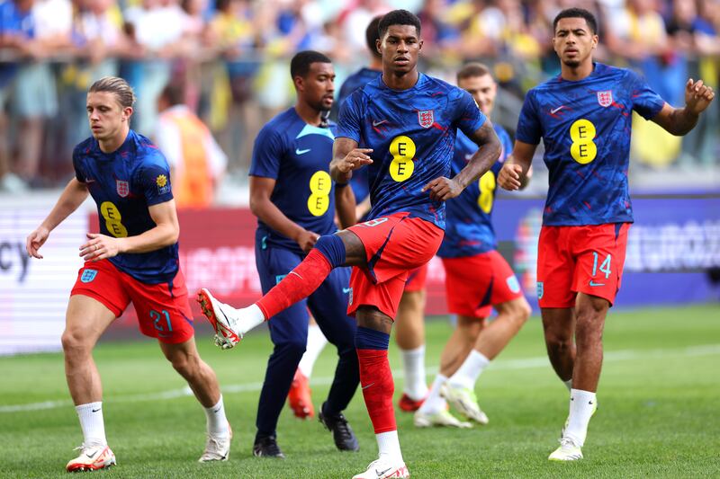 SUBS: Marcus Rashford (Bellingham 65) - 5: Tried his best to make a breakthrough. Threatened with a free-kick but then got the ball caught under his feet in a good position. Getty