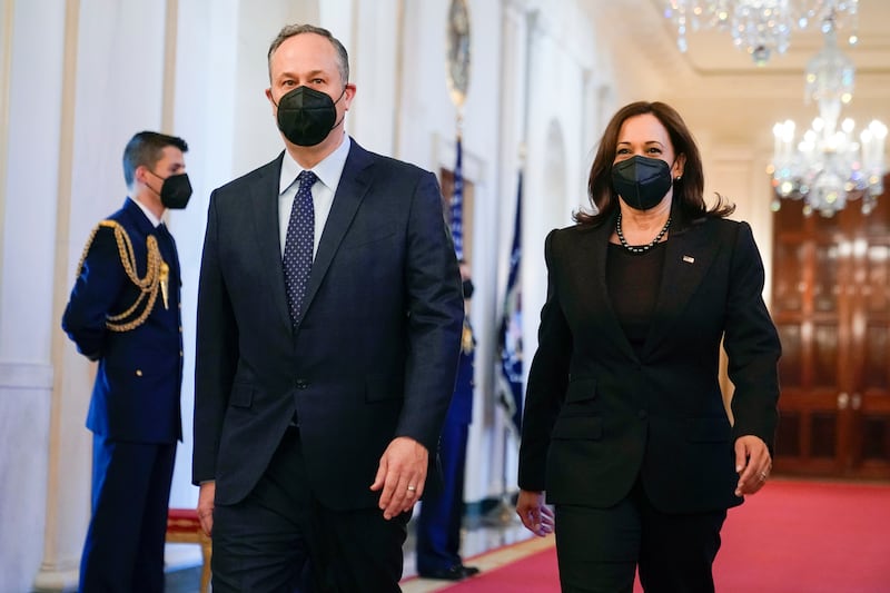 Vice President Kamala Harris and second gentleman Doug Emhoff are both fully vaccinated and have received booster shots. AP