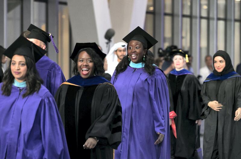 Abu Dhabi United Arab Emirates -Entrance of graduates of NYU Abu Dhabi.  Leslie Pableo for The National