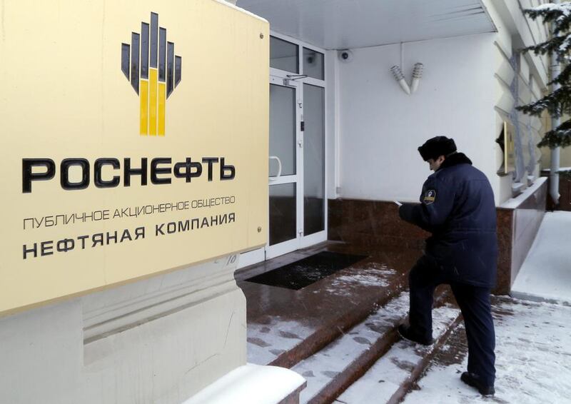 Above, Rosneft's headquarters in Moscow. Russia’s biggest oil producer has an option to increase its Zohr stake to 35 per cent under the same terms. Maxim Shipenkov /  EPA