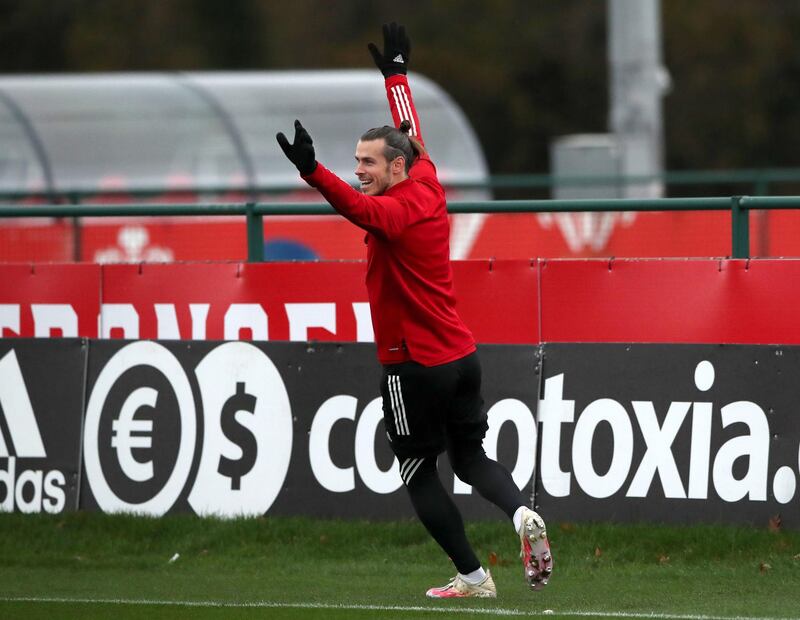 Gareth Bale during a Wales training session at The Vale Resort, Pontyclun. PA