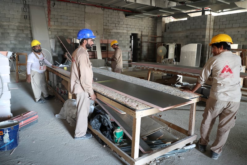 The community space on the ground floor takes shape. Pawan Singh / The National