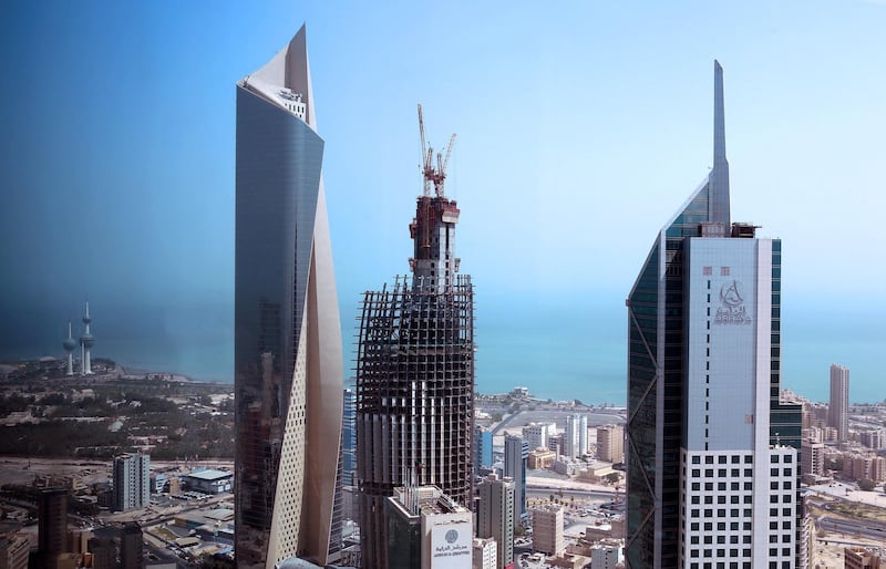 A general view taken from Kuwait City's Kipco Tower on September 25, 2016, shows the Al-Hamra (L) and the Arraya (R) towers. (Photo by Yasser Al-Zayyat / AFP)