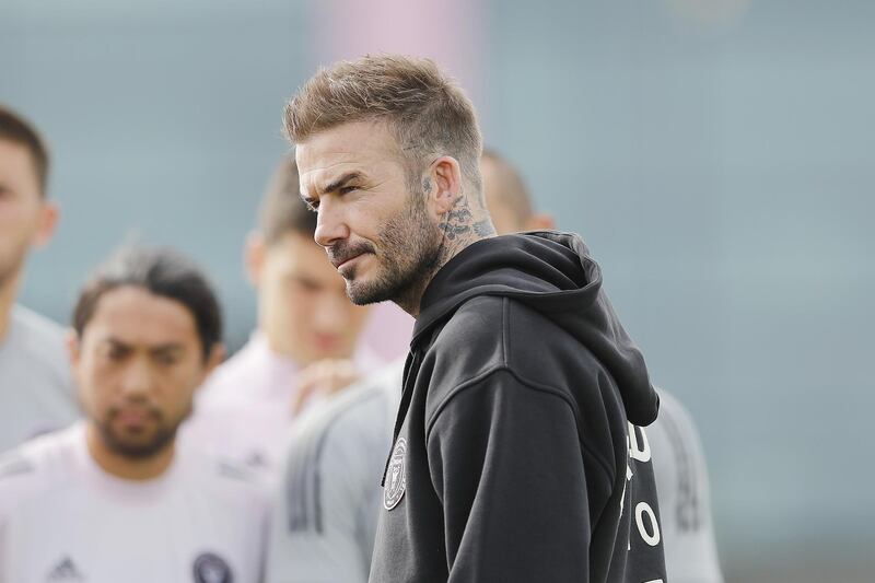 David Beckham mingles with the players ahead of Inter Miami's first game. AFP