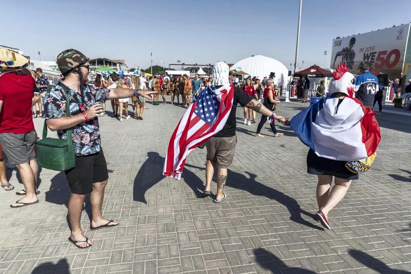 DUBAI, UNITED ARAB EMIRATES. 29 NOVEMBER 2018. The Dubai Rugby Sevens Tournament, Day Two. General image of fans dressed up while enjoying the tournament. (Photo: Antonie Robertson/The National) Journalist: Paul Radley. Section: Sport.