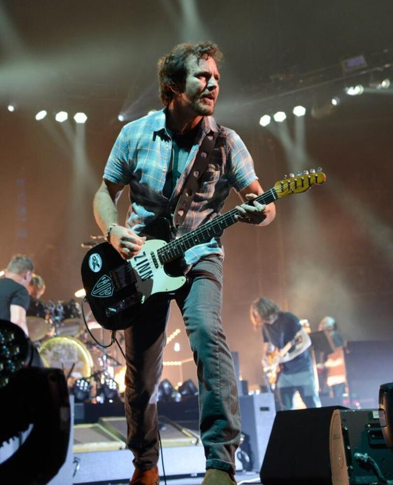 Eddie Vedder of Pearl Jam at an October 2013 performance in New York City. Kevin Mazur / Getty Images / AFP