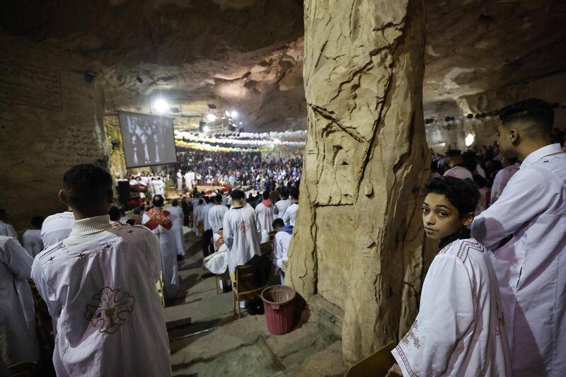 Egyptian Coptic Chistians attend Christmas Mass at the Saint Simon Monastery, also known as the Cave Church, in Cairo. All photos: AFP