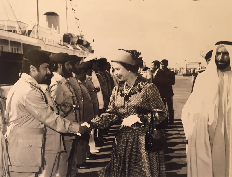 Photo of Mohammed Bin Saeed Alham Al Dhaheri meeting Queen Elizabeth II during her visit to the UAE in 1979 

Courtesy Mohammed Bin Saeed Alham Al Dhaheri  *** Local Caption ***  image2.JPG