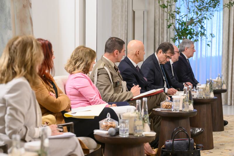 Members of the Italian delegation at the talks. Hamad Al Kaabi / UAE Presidential Court