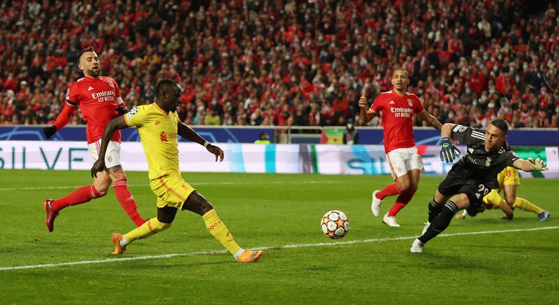 Sadio Mane scores Liverpool's second goal. Action Images