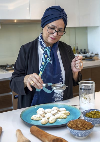 Abu Dhabi, United Arab Emirates, May 2, 2021. Ramadan Recipes by Nihaya.
Traditional Ma'amoul with walnuts, pistachios and dates.
Victor Besa / The National.
Section:  AC