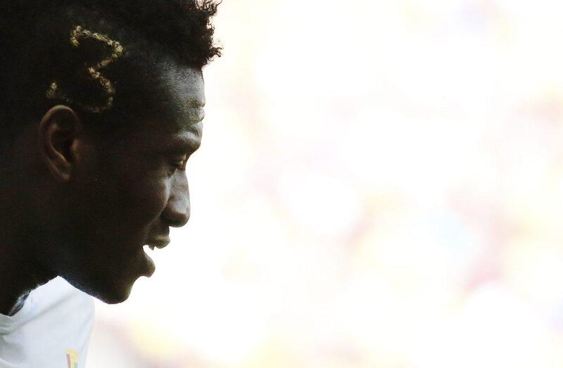 Asamoah Gyan shown during Ghana's final group match at the 2014 World Cup against Portugal on Thursday. Jorge Silva / Reuters / June 26, 2014
