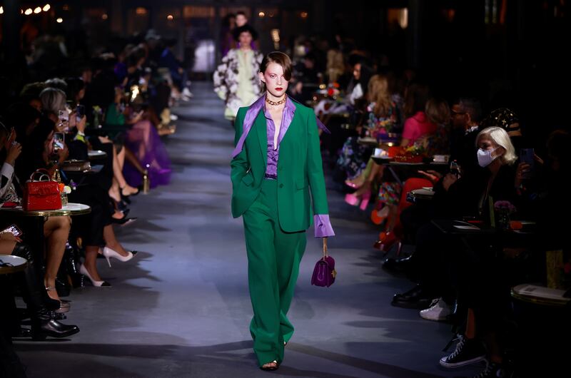 A model at the Valentino spring/summer 2022 show during Paris Fashion Week in October 2021. Reuters