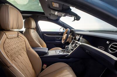 The interiors of the Bentley Flying Spur Mulliner feature embroidered seats and "3D" leather