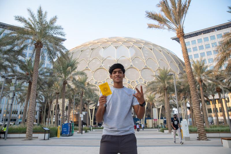 Fazil Ummer, 16, visited all 192 country pavilions in 72 hours. Photo: Expo 2020 Dubai