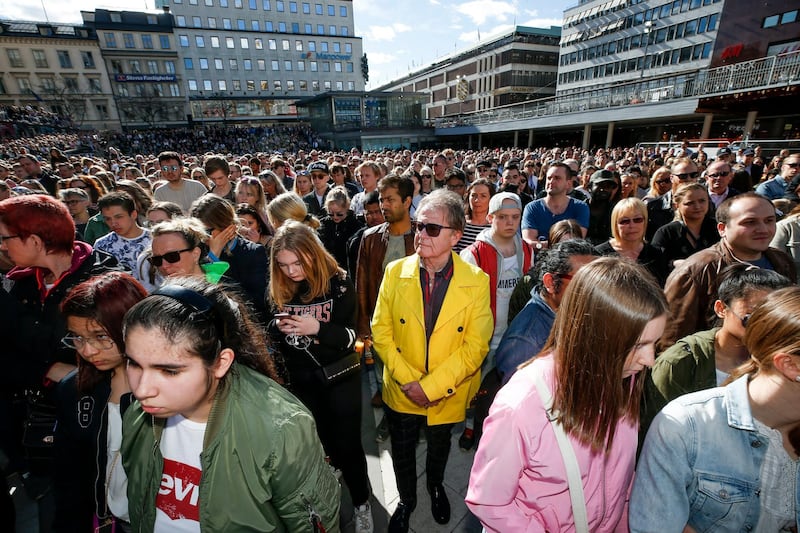 epa06683513 Hundreds of fans gather to honour late Swedish DJ Avicii at Sergels torg in central Stockholm, Sweden, 21 April 2018. Swedish musician, DJ, remixer and record producer Avicii (Tim Bergling) died on 20 April at the age of 28 in Muscat, Oman. The gathering started with a minute of silence.  EPA/FREDRIK PERSSON SWEDEN OUT