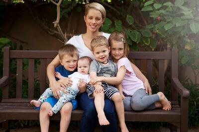 Sofi Chabowski, founder of Eggs & Soldiers, with her four children. Courtesy Eggs & Soldiers