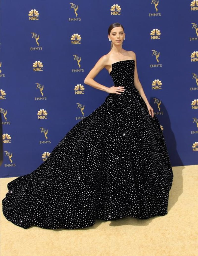 epa07028167 Angela Sarafyan arrives for the 70th annual Primetime Emmy Awards ceremony held at the Microsoft Theater in Los Angeles, California, USA, 17 September 2018. The Primetime Emmys celebrate excellence in national prime-time television programming.  EPA-EFE/NINA PROMMER